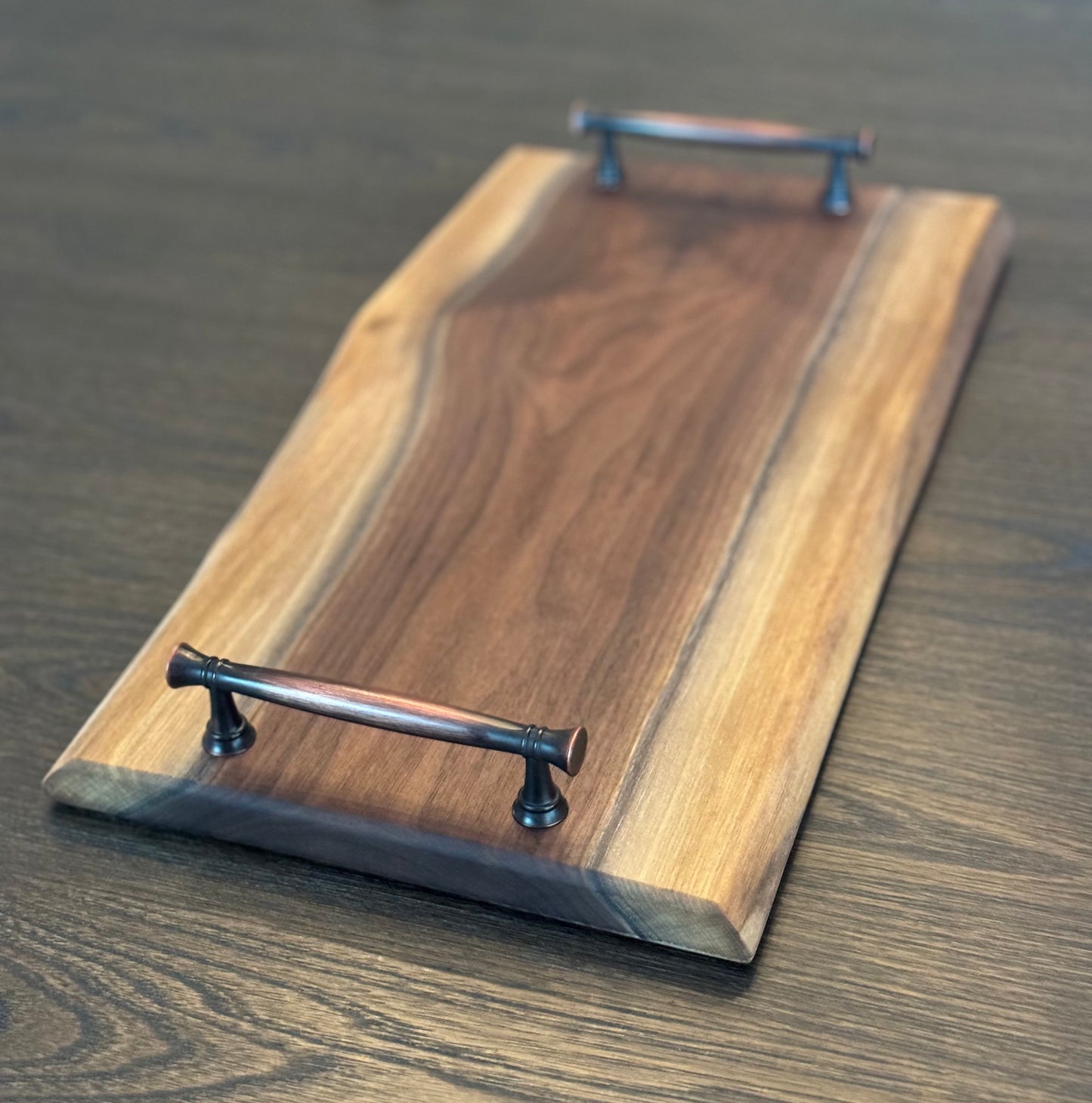 Black Walnut & Brass Serving Tray